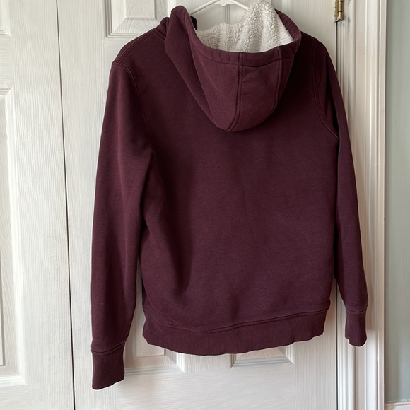 Carhartt maroon Sherpa lined hoodie sweatshirt size Medium - Picture 3 of 16